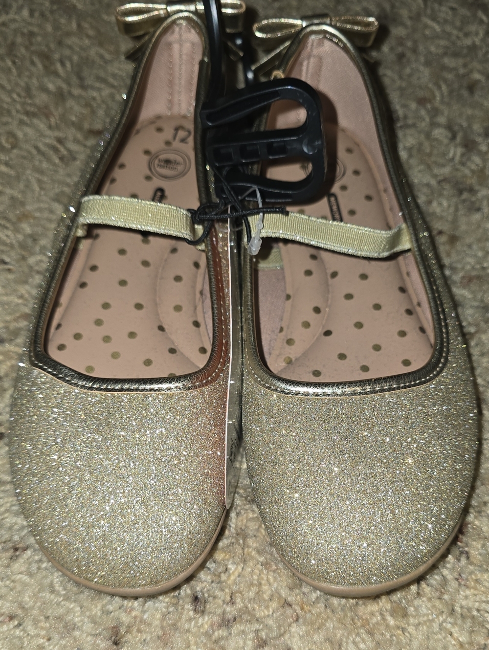 wonder nation Gold Glitter Mary Jane Flats with Bow